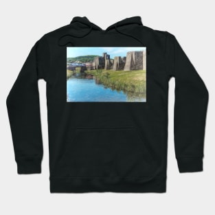 The Ramparts of Caerphilly Castle Digital Sketch Hoodie